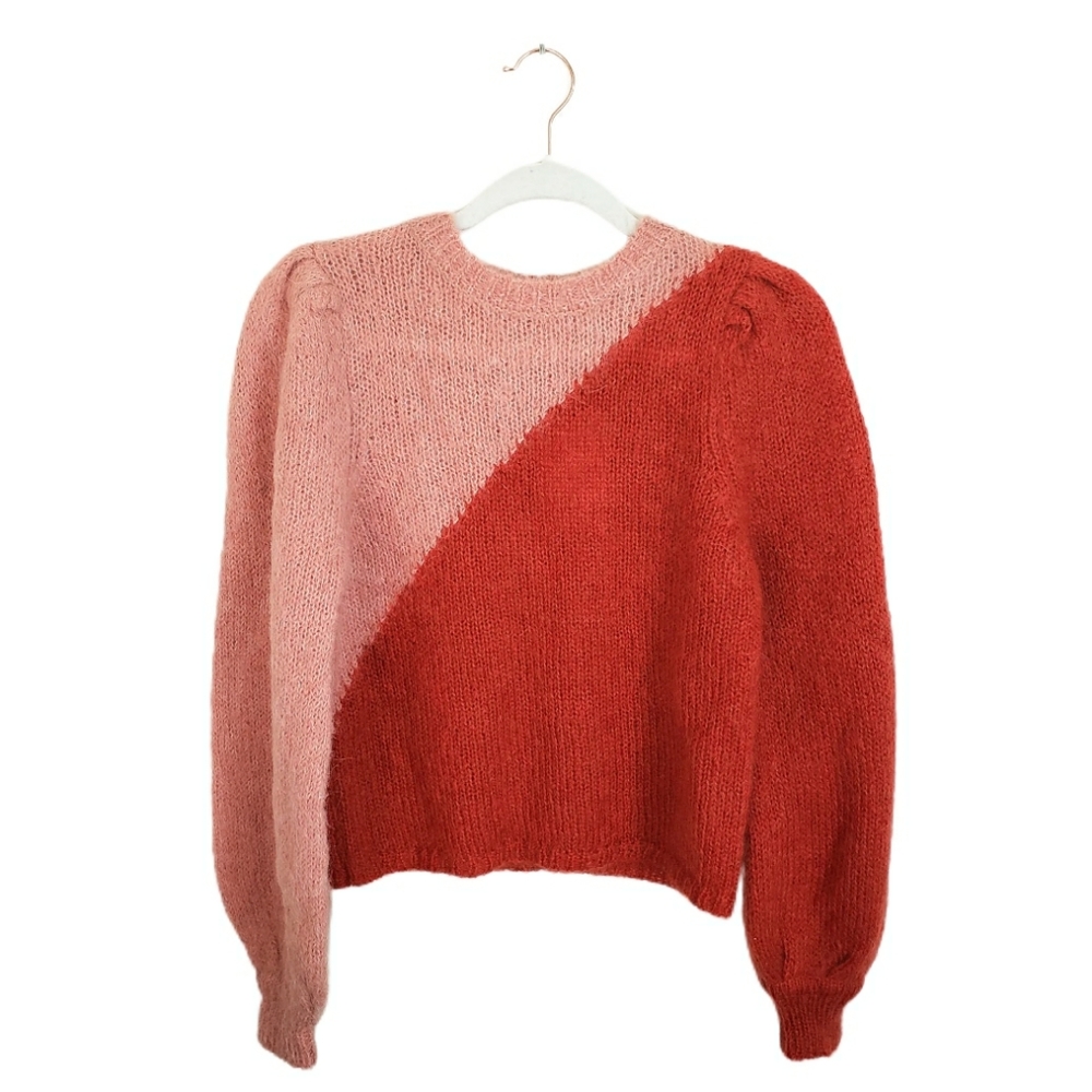 Zara Colorblock Balloon Puff Sleeve Sweater - Picture 4 of 10